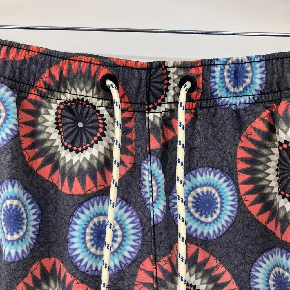 Tommy Bahama Relax Blue Orange White Mandala Lined Drawstring Swim Short Trunks